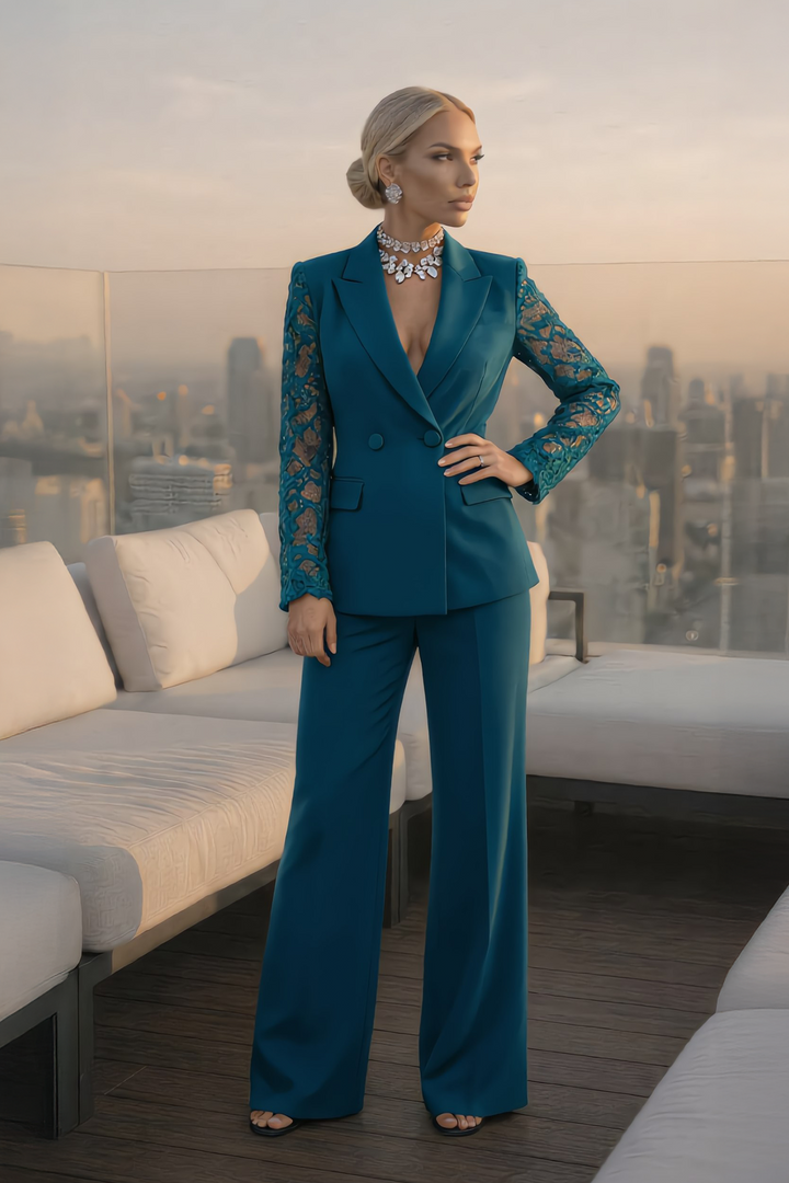The Elegant Lace Sleeve Blazer Set
