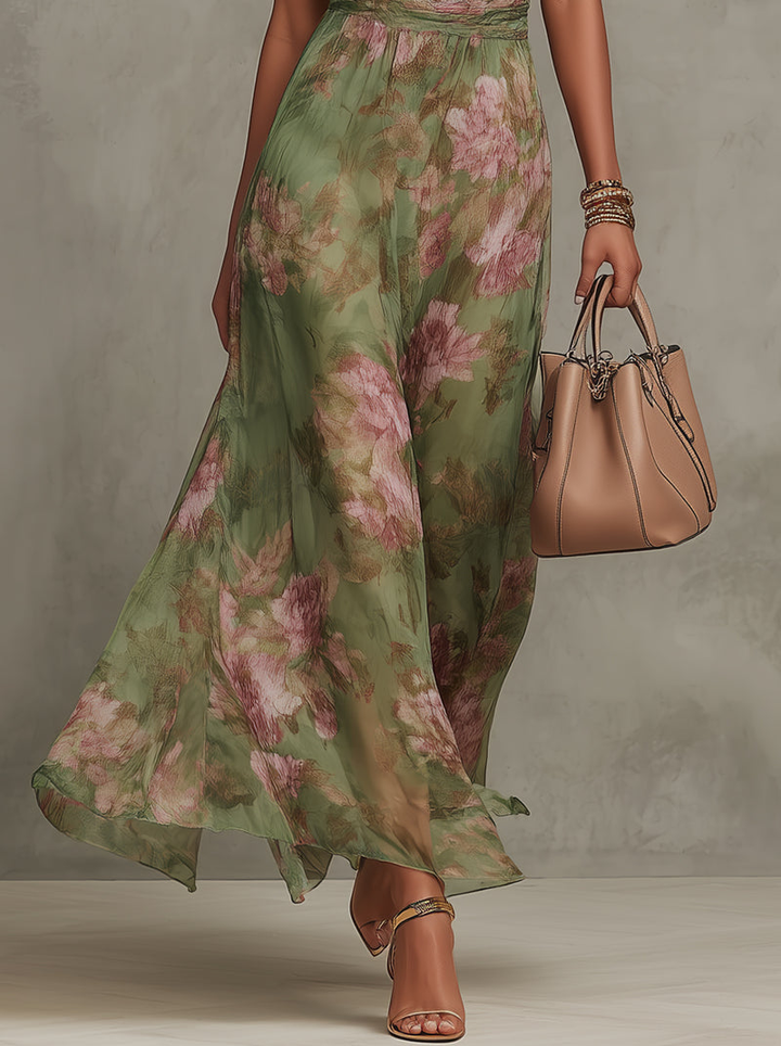 The Elegant Floral Halter Maxi Dress